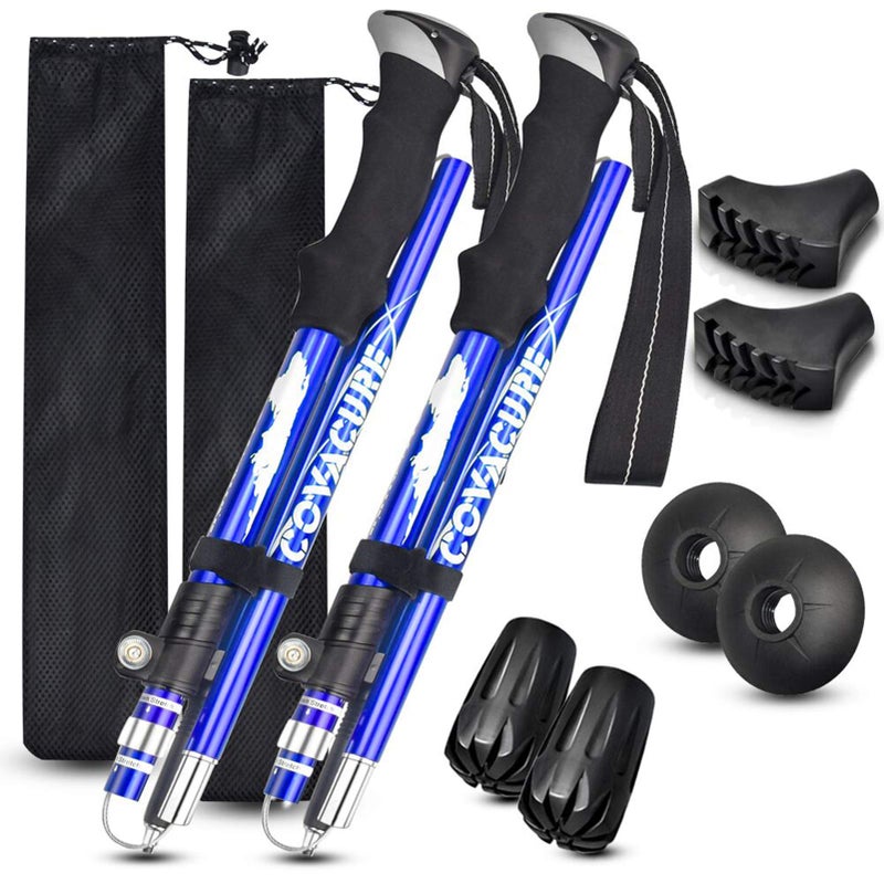 Covacure Trekking Poles Collapsible Hiking Poles - Aluminum Alloy 7075 Trekking Sticks with Quick Lock System, Telescopic, Collapsible, Ultralight for Hiking, Camping & Backpacking - Image 1
