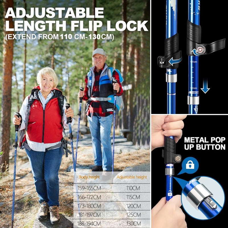 Covacure Trekking Poles Collapsible Hiking Poles - Aluminum Alloy 7075 Trekking Sticks with Quick Lock System, Telescopic, Collapsible, Ultralight for Hiking, Camping & Backpacking - Image 3
