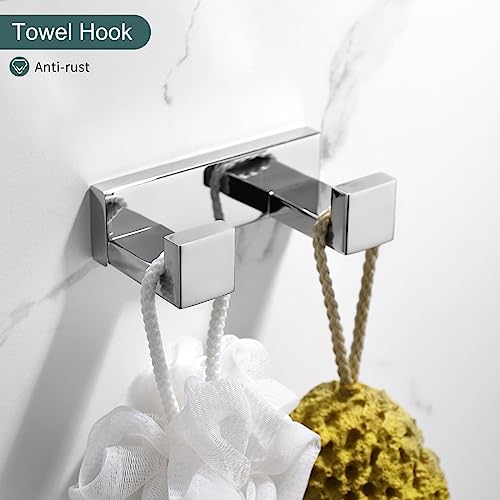 TNOMS 4-Pieces Bathroom Hardware Set, Polished Chrome Towel Bar Set, Wall Mounted Stainless Steel Bathroom Hardware Accessories Set, 23.6 inch - Image 5