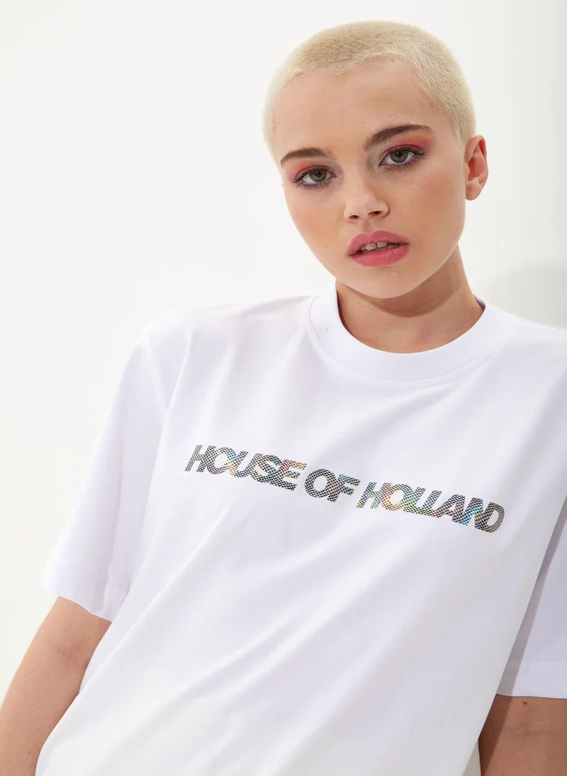 house of holland Holographic Rainbow Print T-shirt