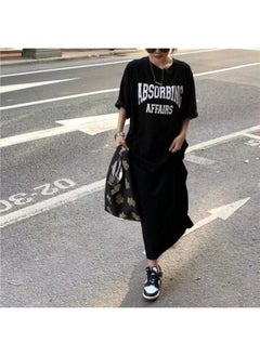 Summer Korean Style Korean Large Size Women's Clothing Casual Long Dress For Chubby Girls Loose Over-the-knee T-shirt Long Dress Women's Nightdress