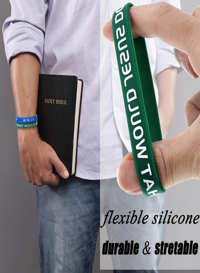 Gejoy 24 Pieces WWJD Bracelets What Would Jesus Do Bracelets Rubber Colorful WWJD Silicone Wristbands for Fundraiser Church Events Party Favors - Image 3