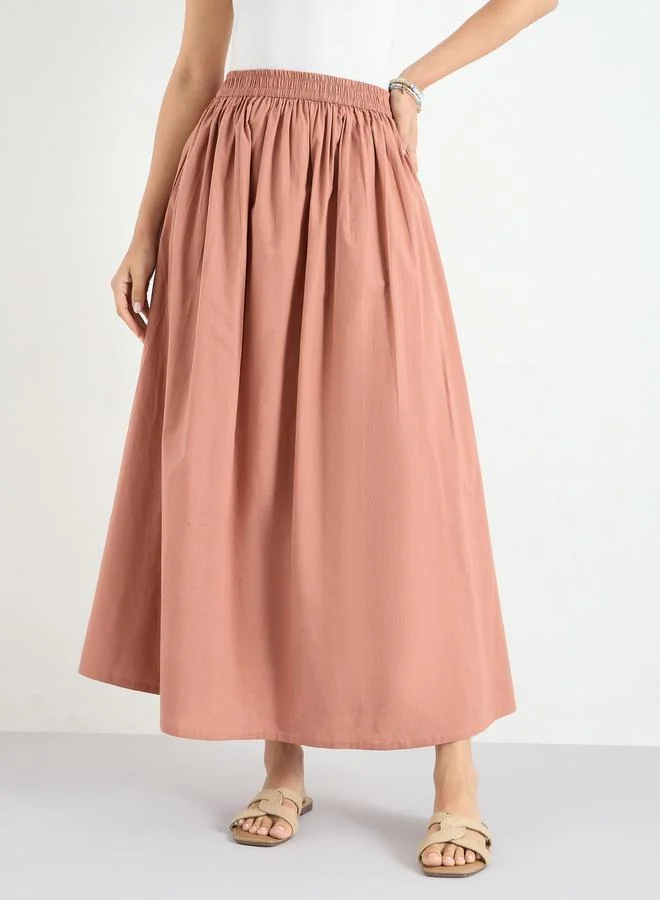 Styli  Women Brown A-Line Maxi Skirt for Women | Best Price UAE
