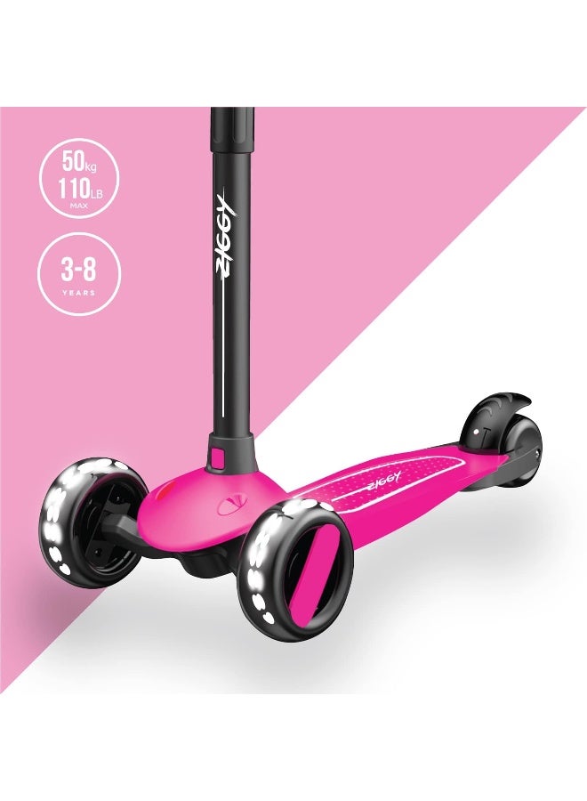 Ziggy سكوتر زيغي ثلاثي العجلات مع إضاءة LED (وردي) - Image 2