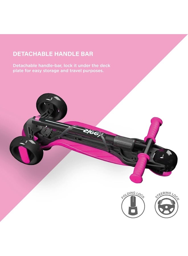 Ziggy سكوتر زيغي ثلاثي العجلات مع إضاءة LED (وردي) - Image 3