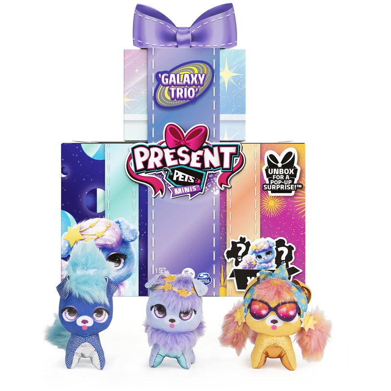 Present Pets Minis, Galaxy Trio 3-Pack of 3-inch Plush Toys, Kids Toys for Girls Aged 5 and up - Image 1