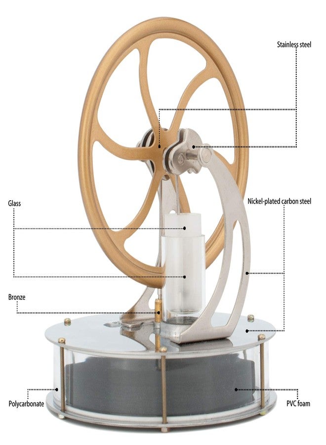 DjuiinoStar Most Classical Low Temperature Stirling Engine, Unique Coffee Timer, Best Gift Option, Educational Toy, Steam Engine Model DLTD-303 - Image 5