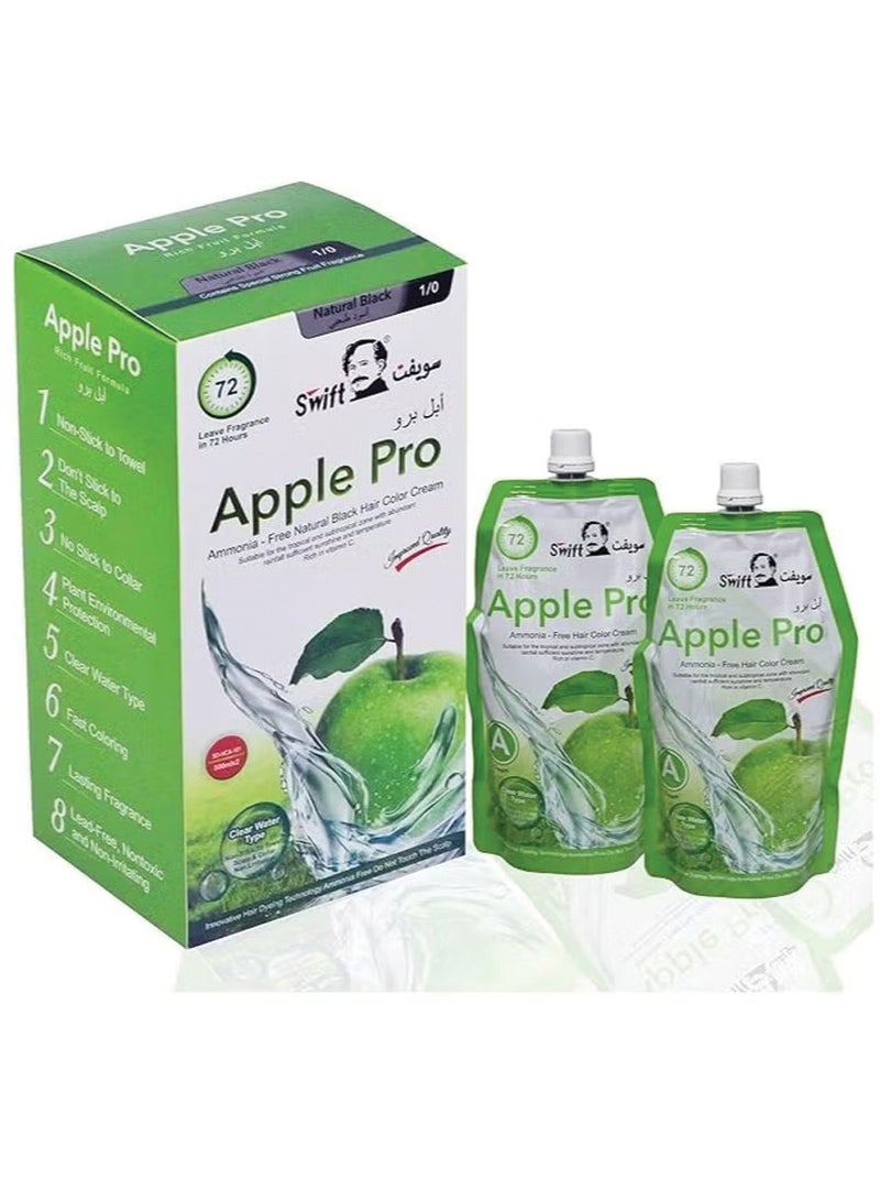 Apple Original Gray Coverage Hair Dye, Natural Black Hair Color Cream 500ml (Natural Black)