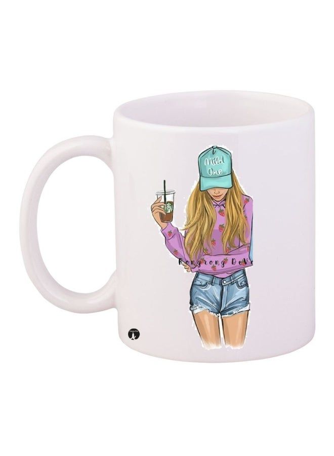 RKN Printed Ceramic Coffee Mug White/Purple/Blue - Image 2