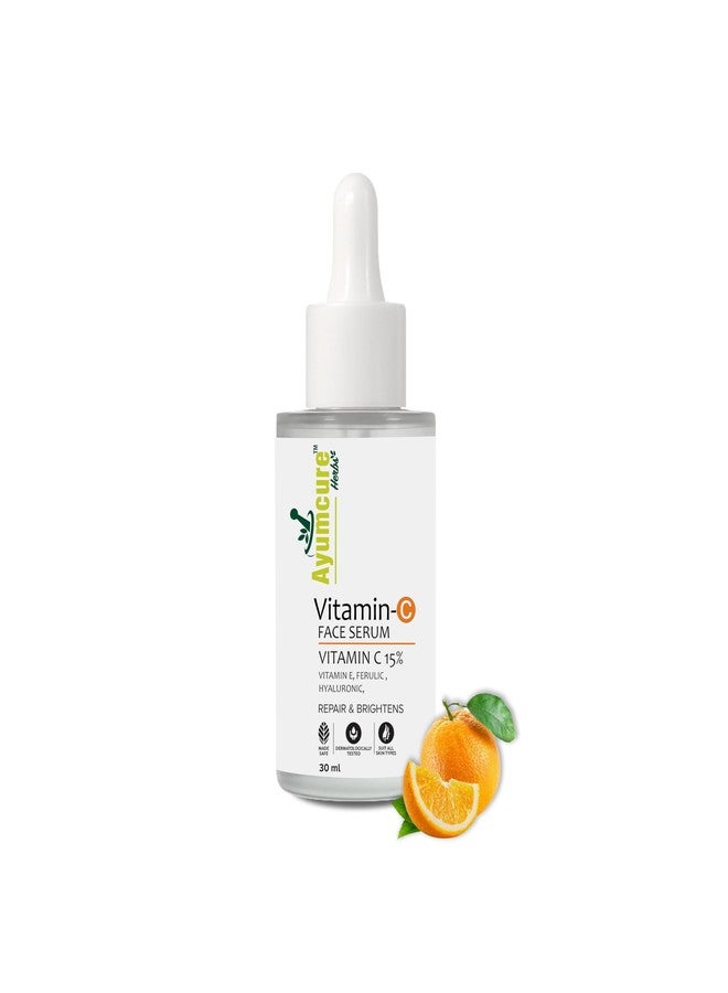 Ayumcure 15% Vitamin C Face Serum 30 ml | Brightening & Anti-Aging | With Vitamin E, Ferulic Acid & Hyaluronic Acid | Reduces Dark Spots, Hyperpigmentation & Wrinkles - Image 1