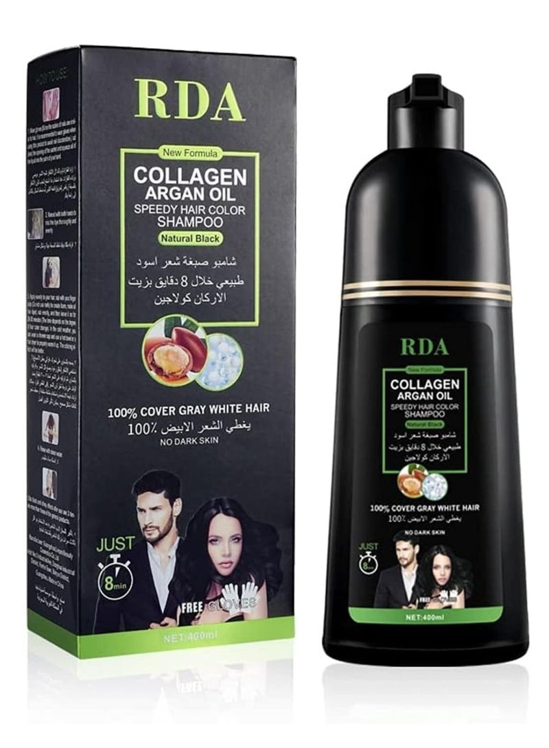 شامبو صبغة الشعر بزيت الكولاجين والأرجان أسود طبيعي 400 مل