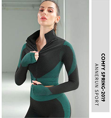 Veriliss 3pcs Seamless Workout Outfit Sets for Women, Gym Clothes Yoga Sportswear Leggings and Stretch Sports Bra Gym jumpsuits Clothes Set (FinchBlue,S) - Image 5
