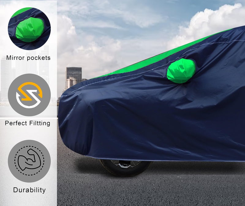 Auto Hub Car Cover Compatible with Ritz with Mirror Pocket, Weather Proof, Triple Stitched, Ritz Car Cover- Navy-Green - Image 5