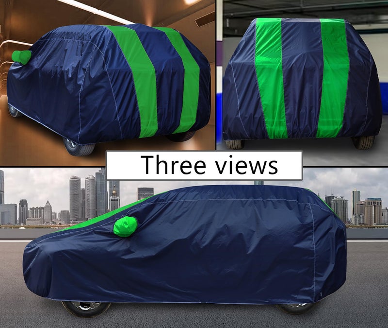 Auto Hub Car Cover Compatible with Ritz with Mirror Pocket, Weather Proof, Triple Stitched, Ritz Car Cover- Navy-Green - Image 4