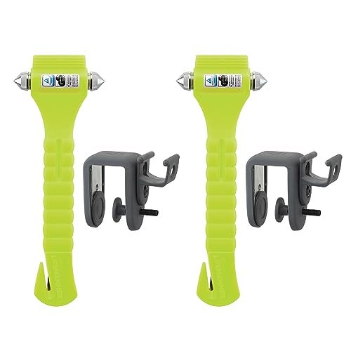 Lifehammer Brand Car Safety Hammer, the Original Emergency Auto Escape and Rescue Tool with Seatbelt Cutter, Made in the Netherlands, Glow Yellow (Pack of 2) - Image 1