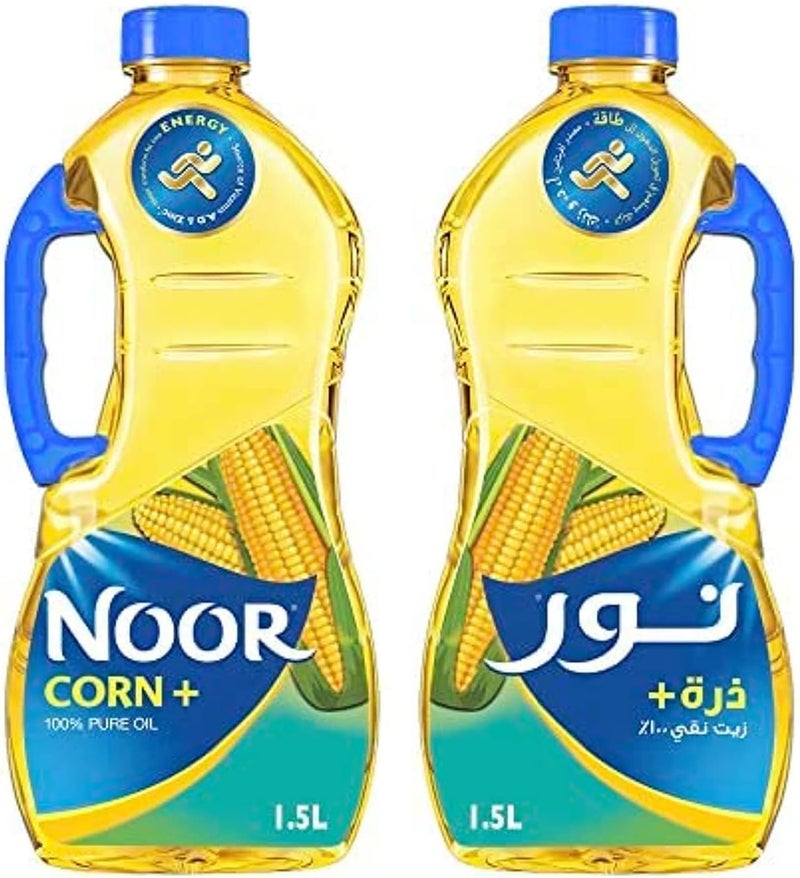 Noor Corn Oil, 100% Pure, 2x1.5L PET Bottles - Image 1