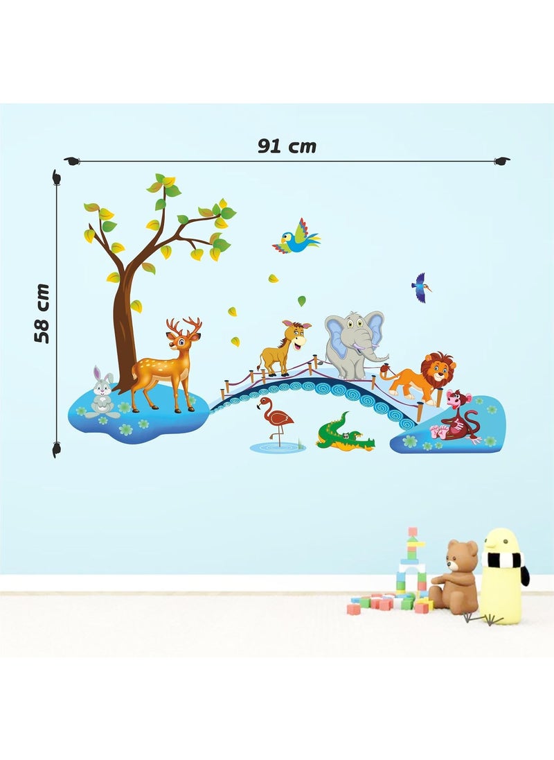 Generic - Art's Cafe | Baby Elephant Bathing 3D Wall Sticker Decorative for Kids Room Play School (17.5 x 20.5 inch) - Image 1