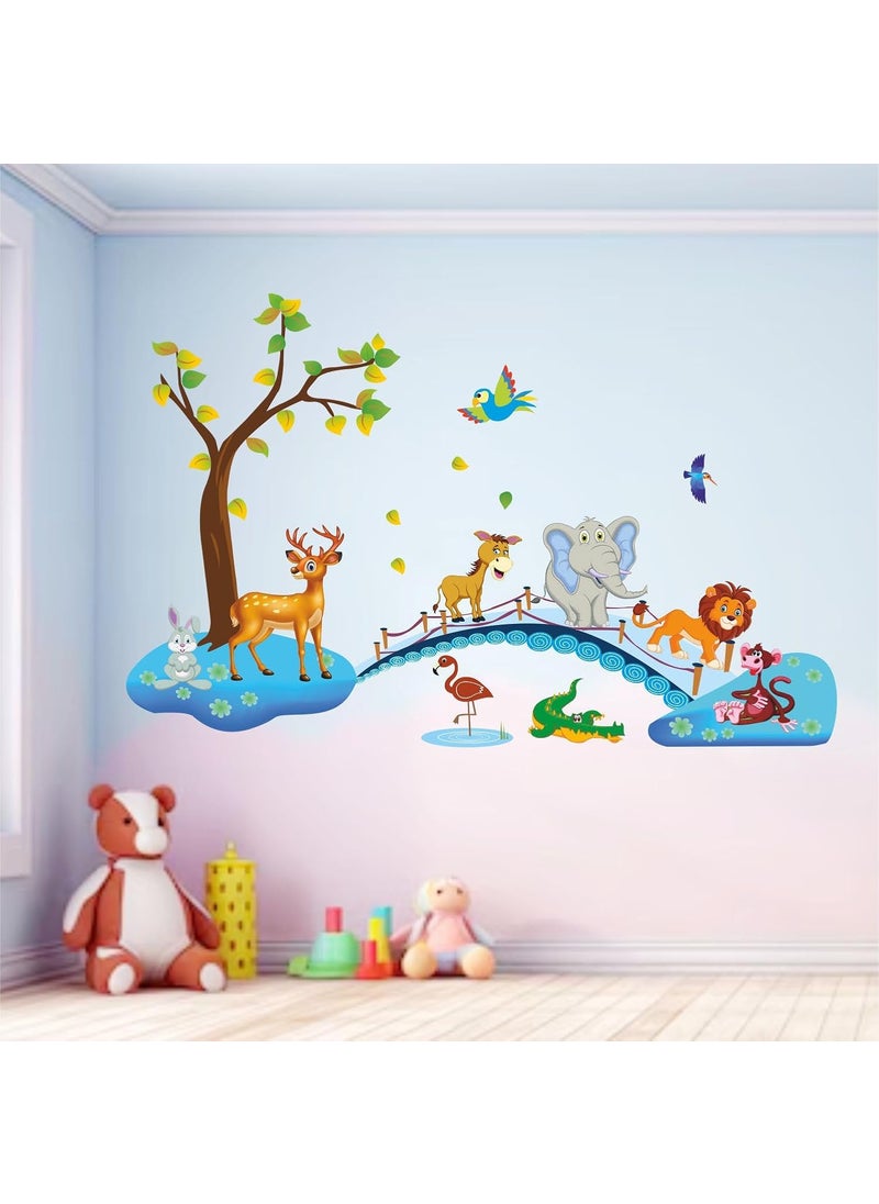 Generic - Art's Cafe | Baby Elephant Bathing 3D Wall Sticker Decorative for Kids Room Play School (17.5 x 20.5 inch) - Image 1
