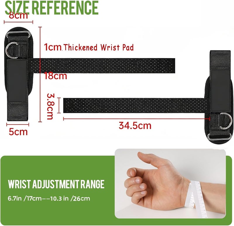 NIUB Weight Lifting Straps With Cuffed D Ring, Wrist Support, Heavy Duty Thick Comfortable Lifting Straps, Secure Fit, Enhanced Grip, Black - Image 2