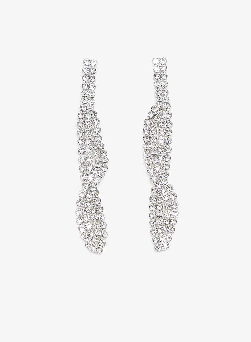 ELLA Silver Diamonte Jewelry Set With Earrings Necklace - Image 5