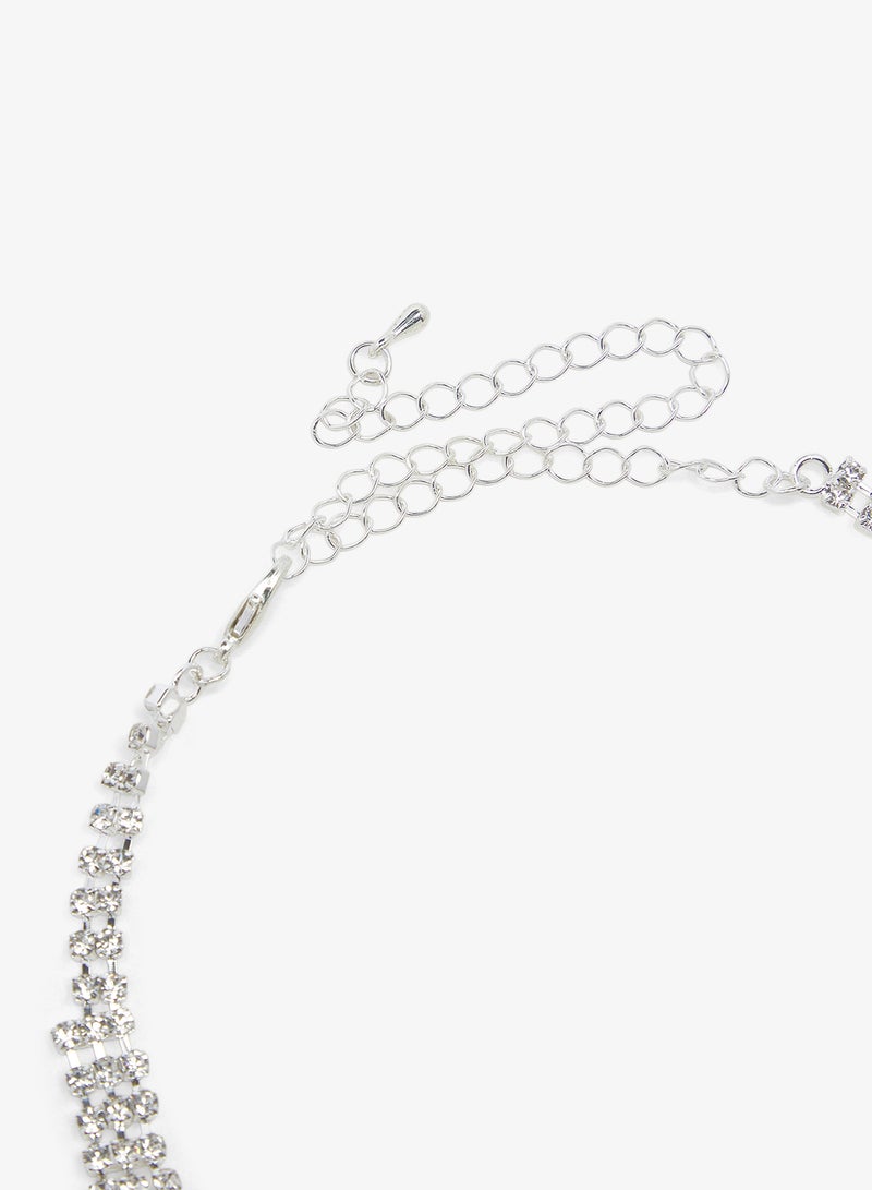 ELLA Silver Diamonte Jewelry Set With Earrings Necklace - Image 4