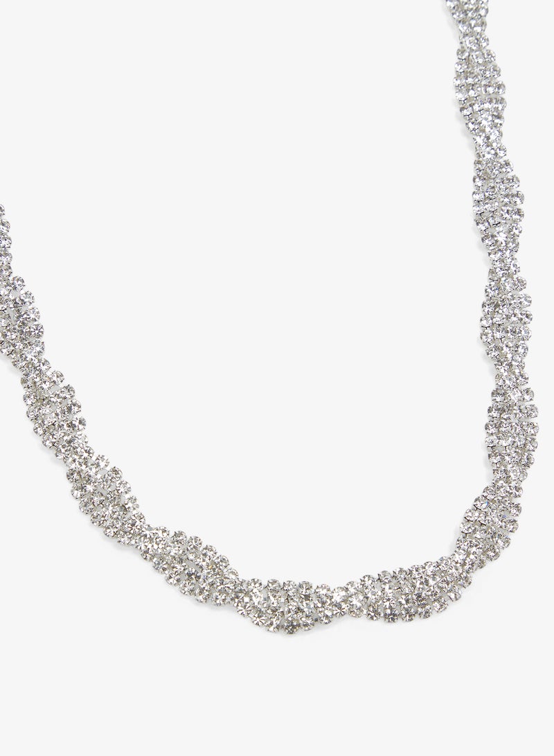 ELLA Silver Diamonte Jewelry Set With Earrings Necklace - Image 3