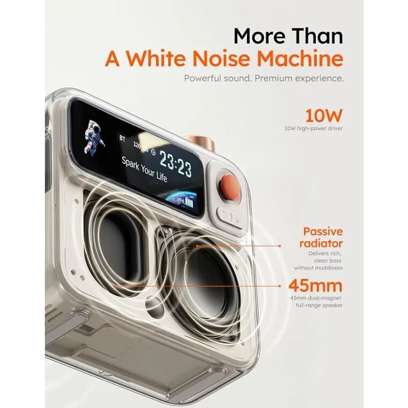 Divoom Flowtoo White Noise Machine with Screen Display, Bluetooth Speaker, Alarm Clock, Waterproof for Outdoors and Gifting, Black - Image 4