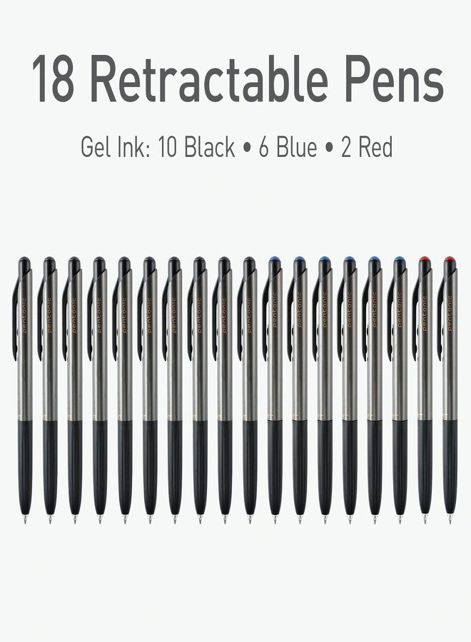 Pentonic GR-T Retractable Gel Pens, 18 Count, Assorted Color Ink (10 Black, 6 Blue, 2 Red), 0.7 mm Fine Point, Smooth Writing For Journaling (1002359) - Image 3