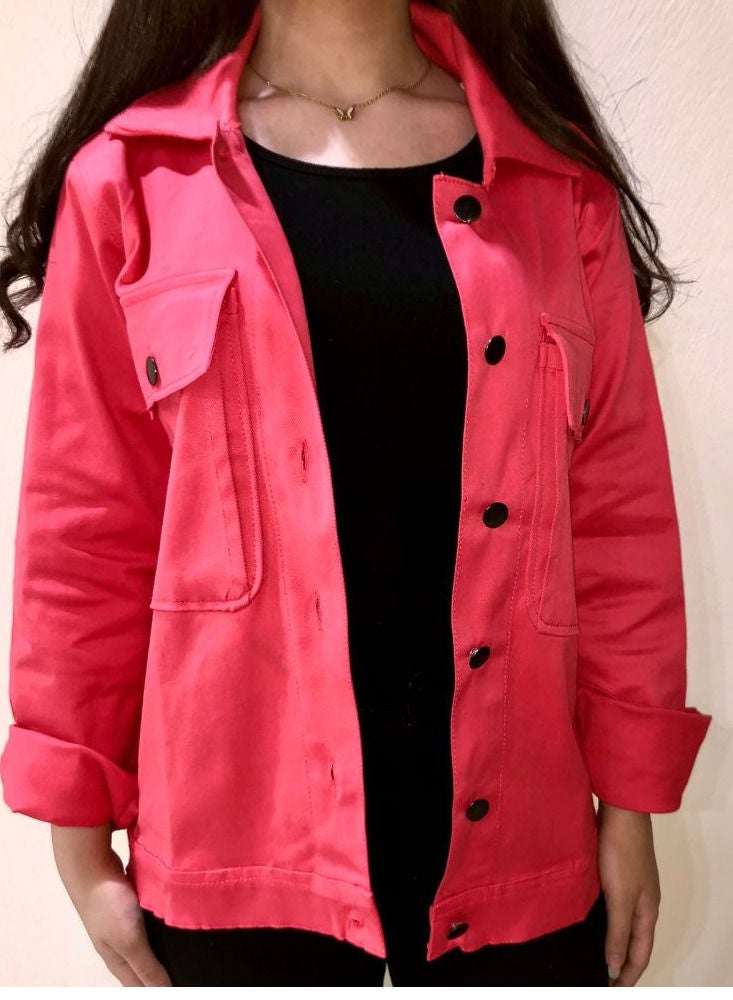 Puritopia Fushia Basic Women Jacket With Pockets  - Image 3