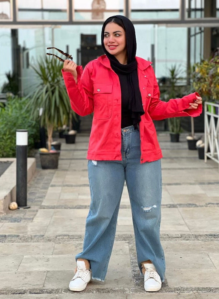Puritopia Fushia Basic Women Jacket With Pockets  - Image 1