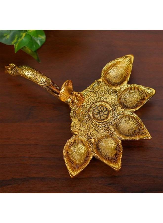Ascension Metal Panch Aarti Puja Diya Deepak Oil Lamp For Pooja Aarti Diwali Mandir Peacock Diya Diya Deepak For Diwali Puja - Image 3