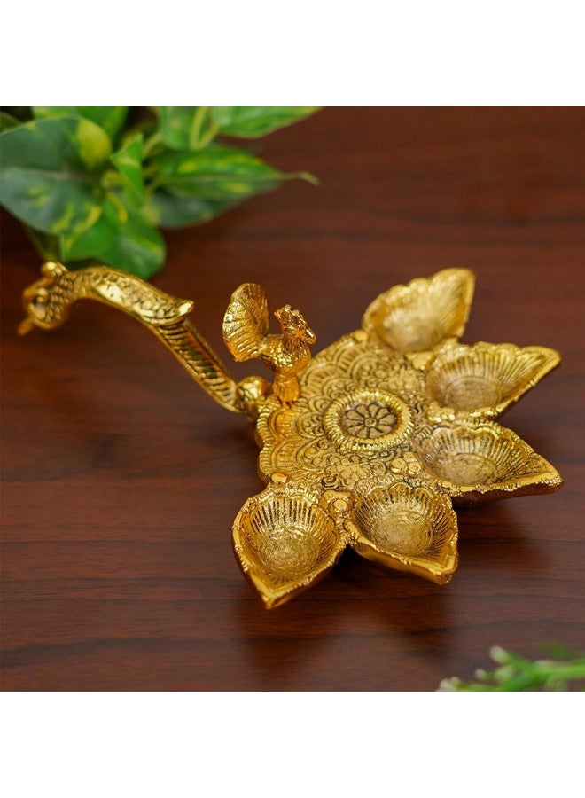 Ascension Metal Panch Aarti Puja Diya Deepak Oil Lamp For Pooja Aarti Diwali Mandir Peacock Diya Diya Deepak For Diwali Puja - Image 2