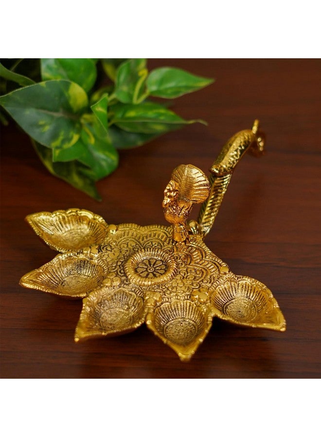 Ascension Metal Panch Aarti Puja Diya Deepak Oil Lamp For Pooja Aarti Diwali Mandir Peacock Diya Diya Deepak For Diwali Puja - Image 4