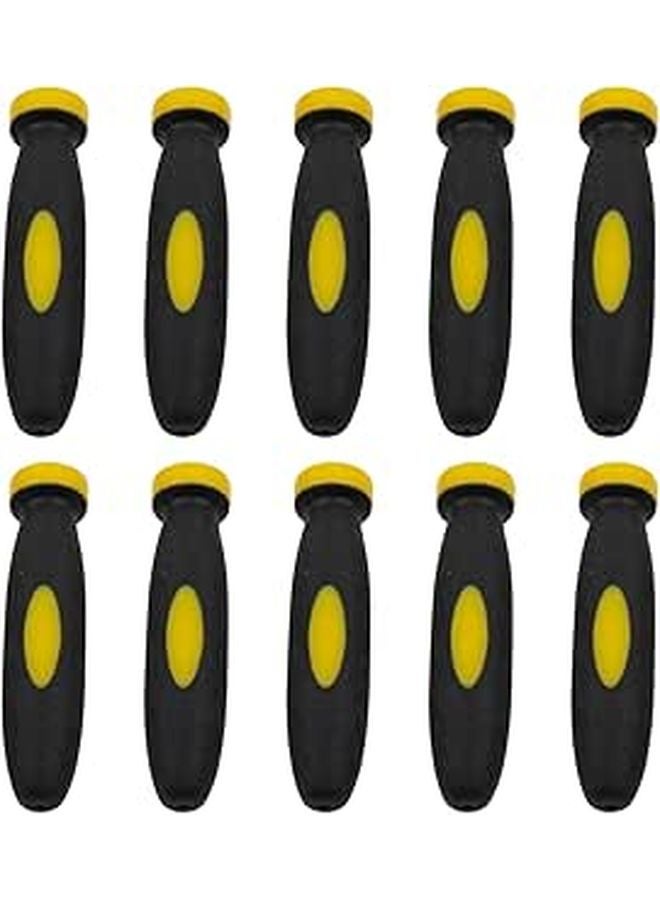 Rubber File Handles Set 10 Pcs Black Yellow Grip Covers with 3mm Hole for Small Files - Image 1