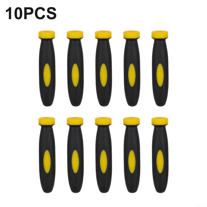 Rubber File Handles Set 10 Pcs Black Yellow Grip Covers with 3mm Hole for Small Files - Image 5