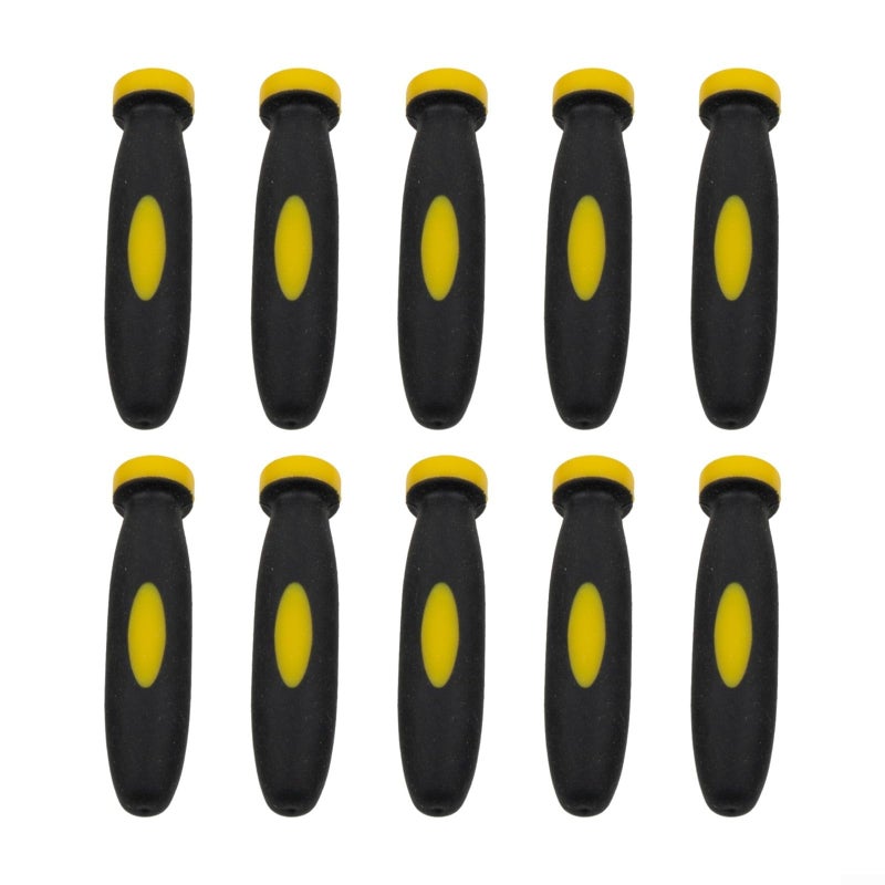 Rubber File Handles Set 10 Pcs Black Yellow Grip Covers with 3mm Hole for Small Files - Image 2