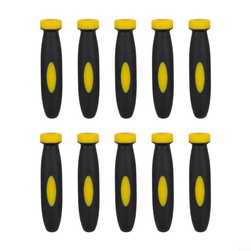 Rubber File Handles Set 10 Pcs Black Yellow Grip Covers with 3mm Hole for Small Files - Image 4