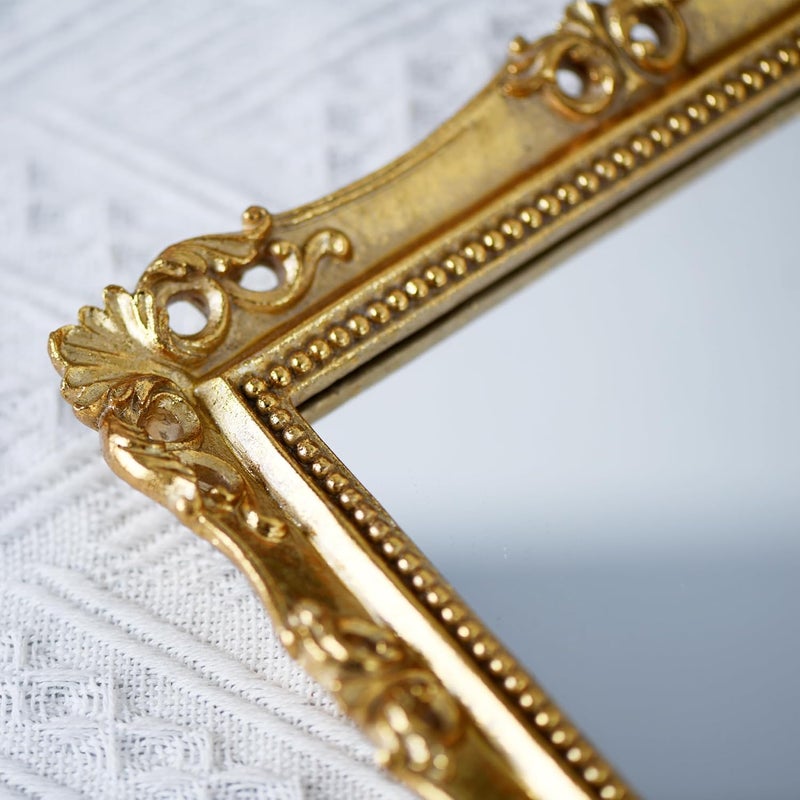 Funerom Vintage Decorative Mirror, Wall Mounted & Tabletop Makeup Mirror (Antique Gold, 8.8 x 6.8 inch) - Image 5