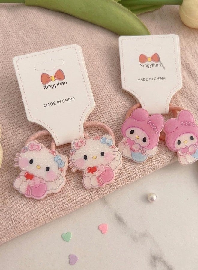Radhya Accessories Kuromi Cotton Hairties for Baby Girls Ponytail holders Cotton Rubberband for babies small hairties hairbands for toddlers Gift for Kids Hair accessories for Kids (Pack of 10) Cute Cartoon Hairties (Design 1) - Image 4