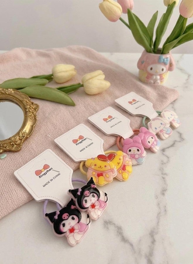 Radhya Accessories Kuromi Cotton Hairties for Baby Girls Ponytail holders Cotton Rubberband for babies small hairties hairbands for toddlers Gift for Kids Hair accessories for Kids (Pack of 10) Cute Cartoon Hairties (Design 1) - Image 5
