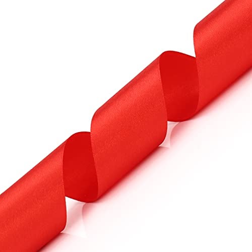Nsilu 25 Yards 1-1/2 inches Wide Satin Ribbon Suitable for Wedding, Party and Gift Box Packaging Ribbon (Red, 1-1/2") - Image 3