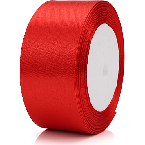Nsilu 25 Yards 1-1/2 inches Wide Satin Ribbon Suitable for Wedding, Party and Gift Box Packaging Ribbon (Red, 1-1/2") - Image 4