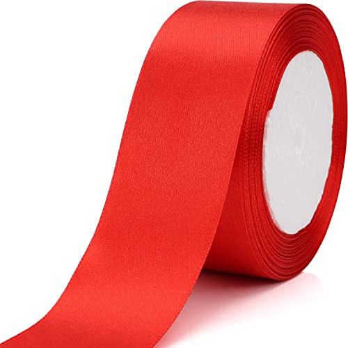 Nsilu 25 Yards 1-1/2 inches Wide Satin Ribbon Suitable for Wedding, Party and Gift Box Packaging Ribbon (Red, 1-1/2") - Image 2