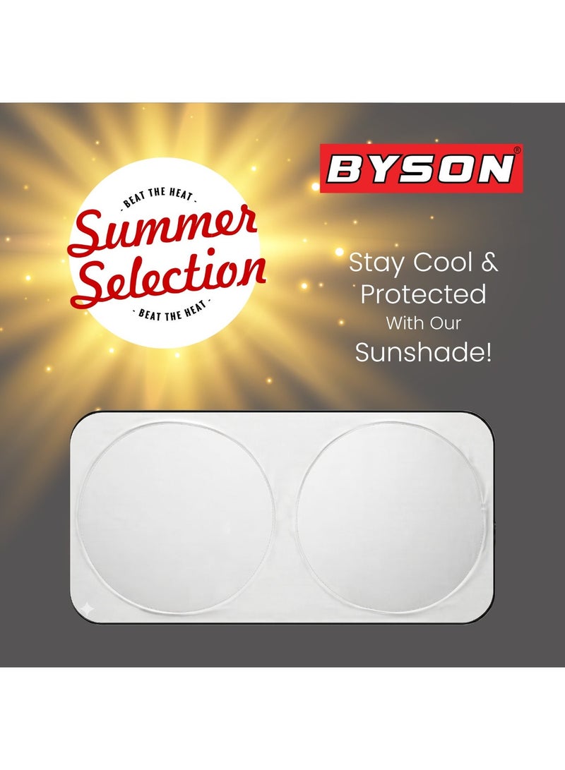 BYSON Car Sunshade Windshield Shade Foldable Sun Protector, Front Window UV Blocker, Heat Resistant Dashboard Cover, Easy Install Lightweight Auto Sunshade, Universal Fit Keeps Car Interior Cool - Image 3