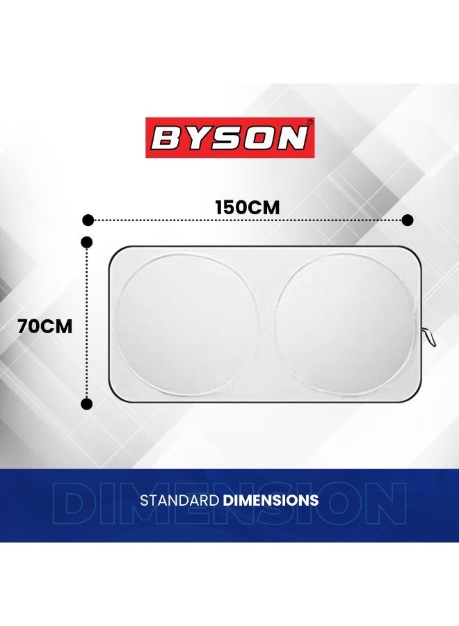 BYSON Car Sunshade Windshield Shade Foldable Sun Protector, Front Window UV Blocker, Heat Resistant Dashboard Cover, Easy Install Lightweight Auto Sunshade, Universal Fit Keeps Car Interior Cool - Image 5