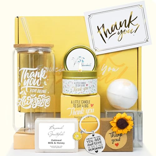 LUICONMO Thank You Gifts for Women, Appreciation Gifts, Thank You Gift Baskets for Women Best Friend Coworkers Teachers Employees with Thank You Cards Thank You for Being Awesome Cup - Image 1