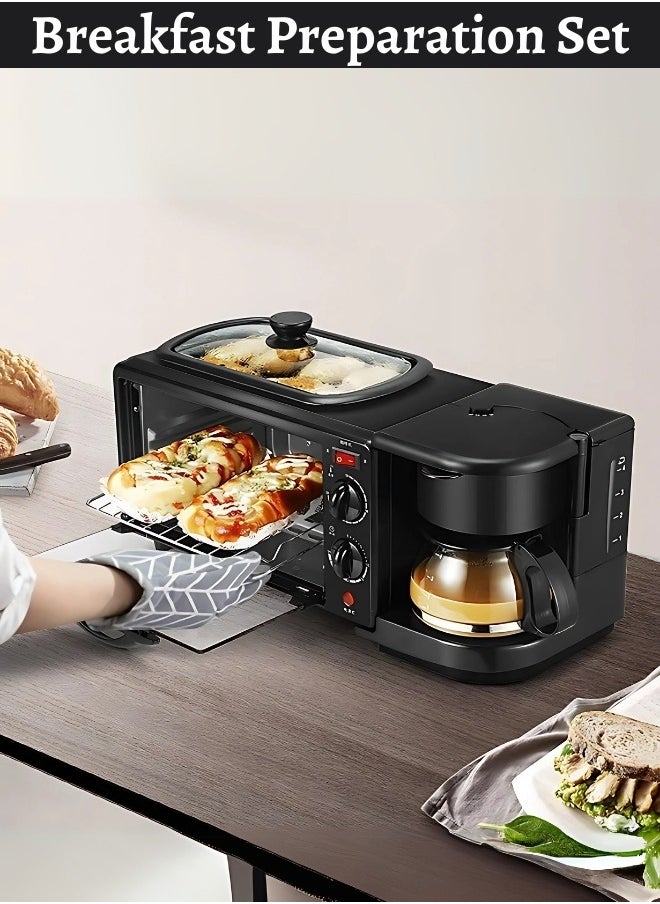 3-In-1 Multifunction Breakfast Set, Featuring an Oven, a Frying Pan, and a Coffee Maker