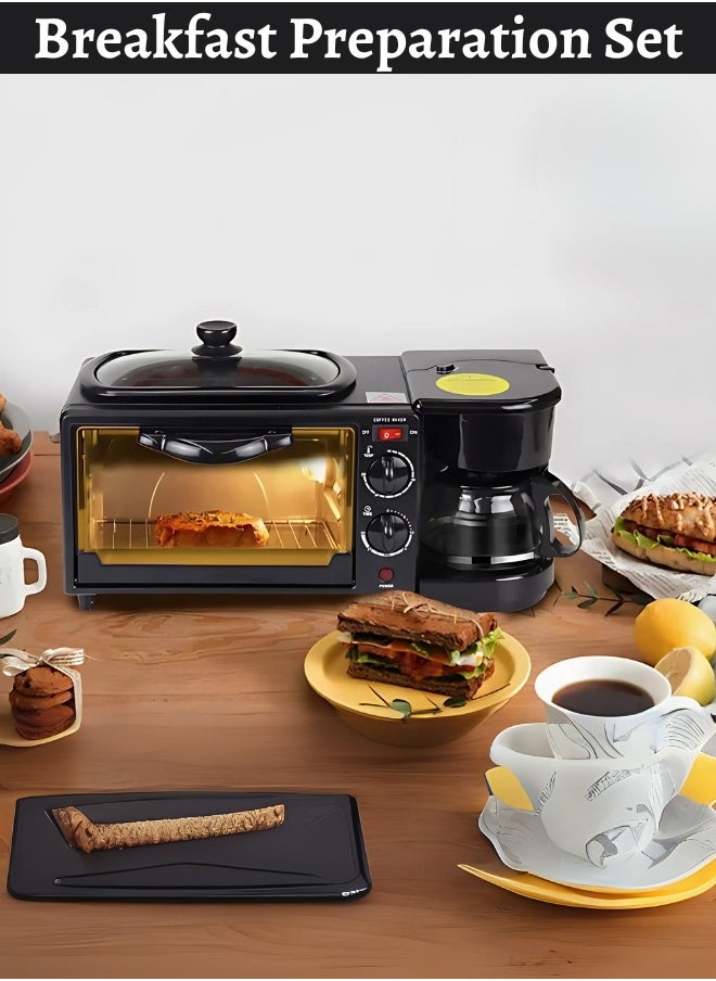 3-In-1 Multifunction Breakfast Set, Featuring an Oven, a Frying Pan, and a Coffee Maker