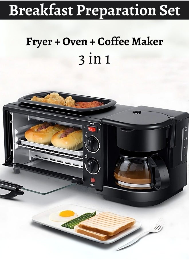 3-In-1 Multifunction Breakfast Set, Featuring an Oven, a Frying Pan, and a Coffee Maker
