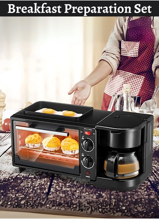 3-In-1 Multifunction Breakfast Set, Featuring an Oven, a Frying Pan, and a Coffee Maker